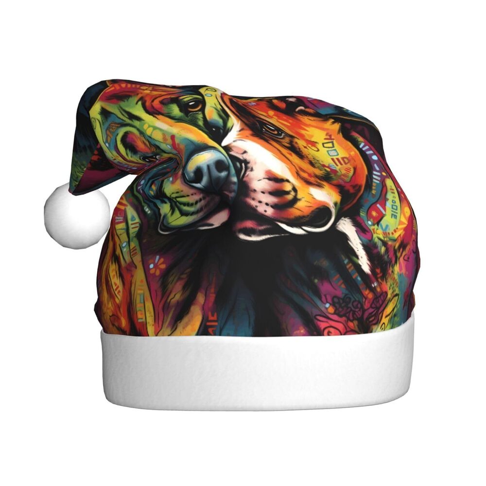 3148 Pitbull Florescent Dog Christmas Hat for Adults, Santa Hats, Holiday